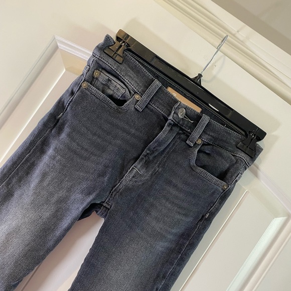 7 For All Mankind Luxe Vintage Italian Fabric Black Distressed Skinny Jeans 23 - Picture 3 of 15